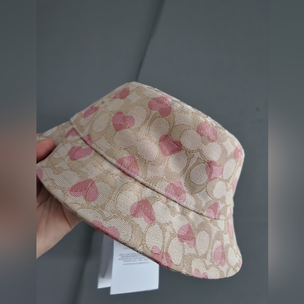 Coach Pink and Beige Patterned Hat XS/S